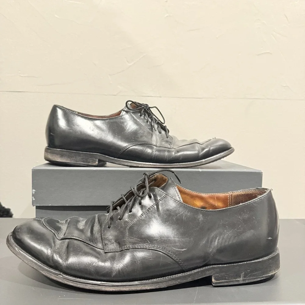 Cole  Haan Shoe Men 9 1/2 Black‎ Leather Lace Dress Shoe C02699 Old Money